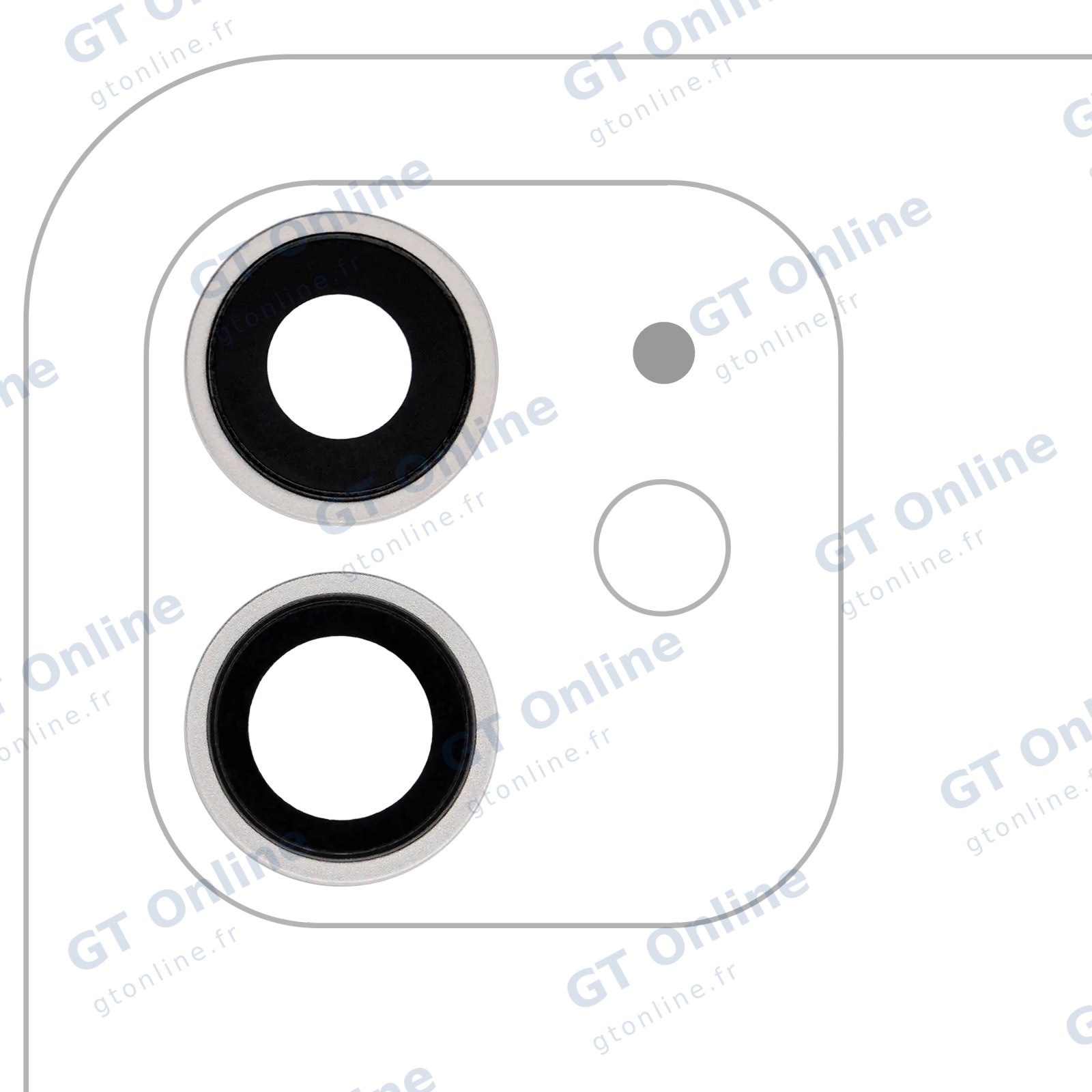 Lentille de caméra arrière avec support et anneau pour Apple iPhone 12 / 12 Mini (Real Sapphire, premium, blanc)