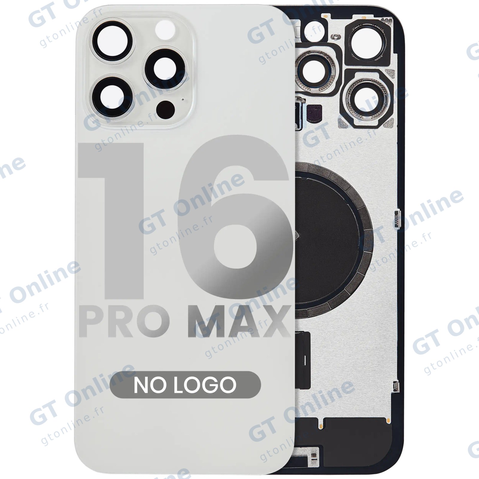 Vitre arrière pour Apple iPhone 16 Pro Max (sans logo, compatible, White Titanium) — réf. 107082546339