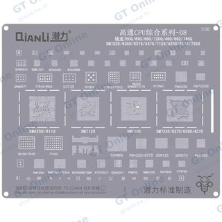 Outillage pour Qianli Bumblebee Stencil (QS508) Qualcomm CPU 08-Snapdragon 750G / 690 / 695 / 720G / 460 / 662 / 765G-SM7225 / 6350 / 6375 / 4375 / 7125 / 4250 / 6115 / 7250 (Qianli)