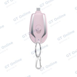 Batterie Externe Power Bank Porte Clé Type-C 1500mAh Rose