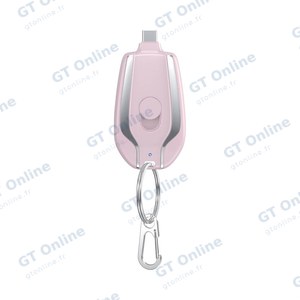 Batterie Externe Power Bank Porte Clé Type-C 1500mAh Rose