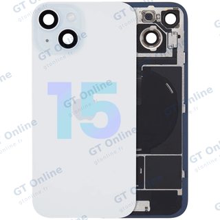 Vitre arrière avec MagSafe, NFC et nappe flash pour Apple iPhone 15 (pack service origine, bleu)