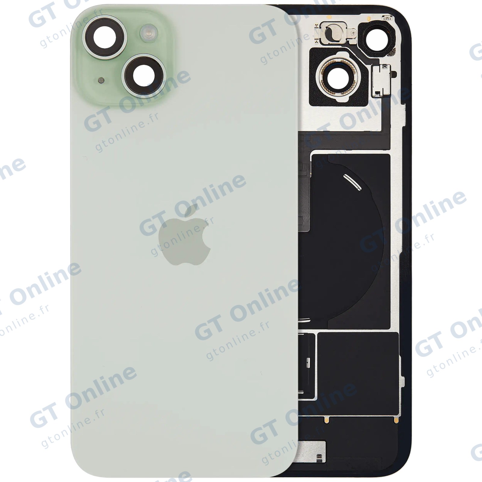 Vitre arrière avec MagSafe, NFC et nappe flash pour Apple IPhone 15 Plus (origine, vert)