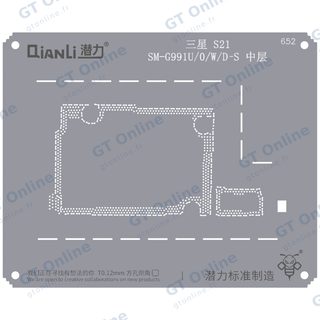 Pochoir de rebillage Qianli Bumblebee QS652 pour couche intermédiaire Samsung S21 (SM-G991U/O/W/D-S)