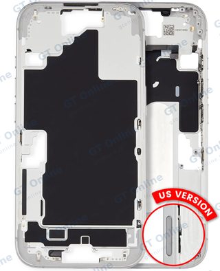 Châssis pour Apple iPhone 16 (version US, origine d'occasion — grade A, blanc) — Châssis central avec petites pièces