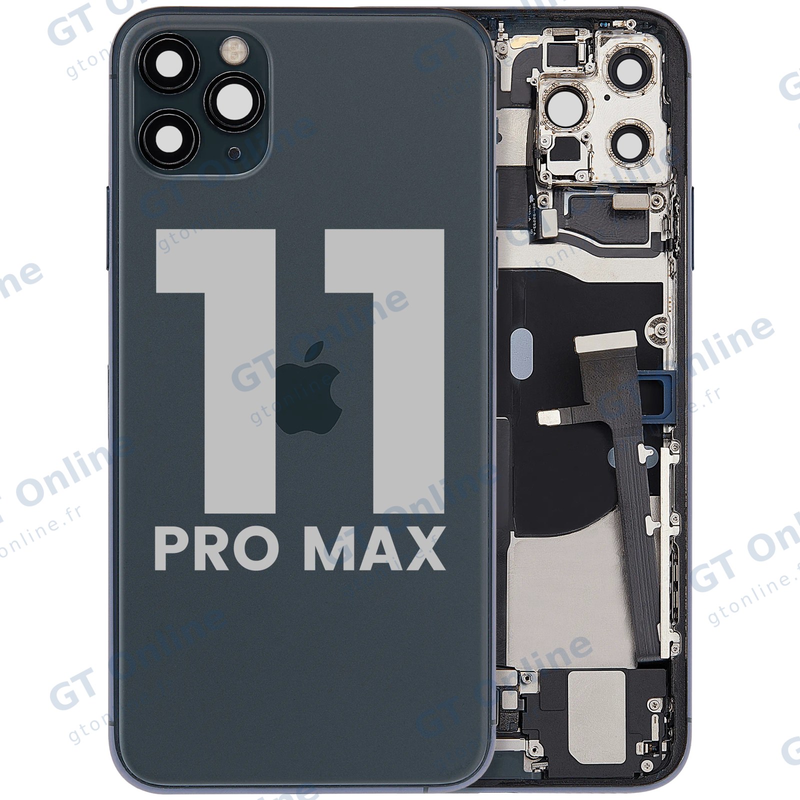 Châssis avec nappe de charge et petits composants pour Apple iPhone 11 Pro Max (origine d'occasion — grade A, Midnight Green)