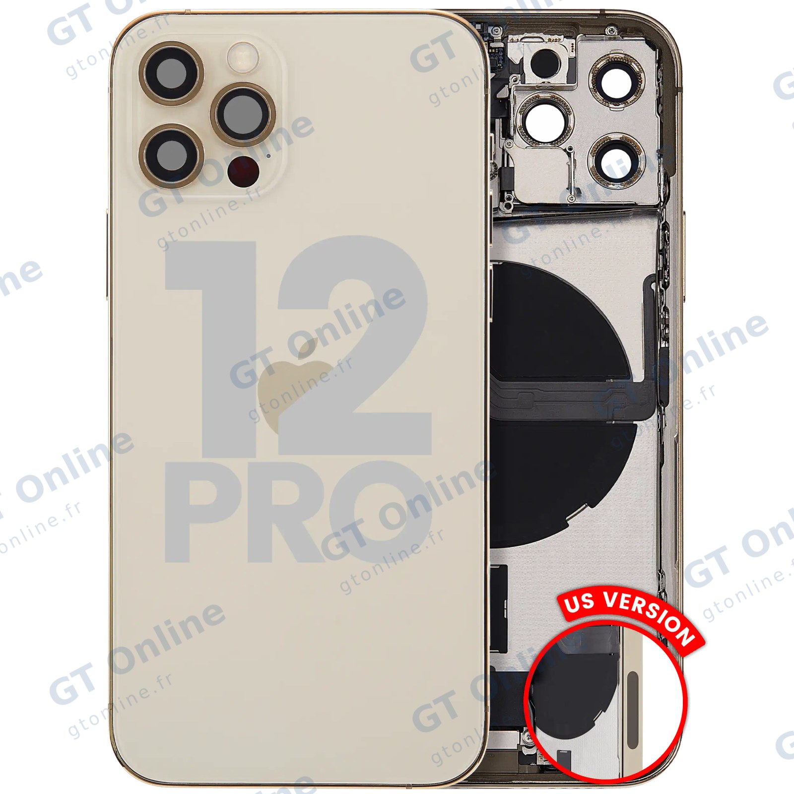 Châssis pour Apple iPhone 12 Pro (version US, origine d'occasion — grade B, or)