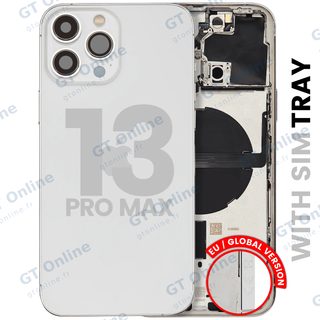 Châssis pour Apple iPhone 13 Pro Max (version EU, origine d'occasion — grade A, argent) — Coque arrière avec petites pièces