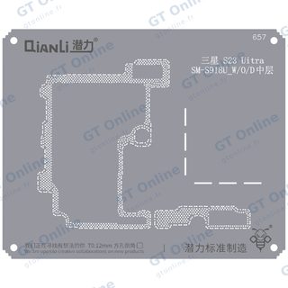 Pochoir de rebillage Qianli Bumblebee QS657 pour couche intermédiaire Samsung S23 Ultra (SM-S918U_W/O/D)
