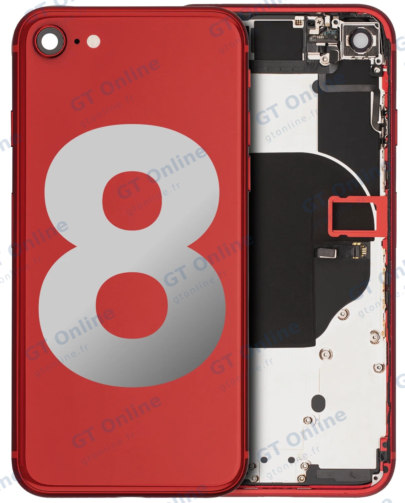 Châssis pour Apple iPhone 8 (origine d'occasion — grade A, rouge)