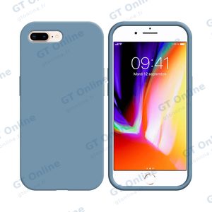 Coque Silicone Compatible pour Apple iPhone 7 Plus/iPhone 8 Plus (#05) Bleu Acier