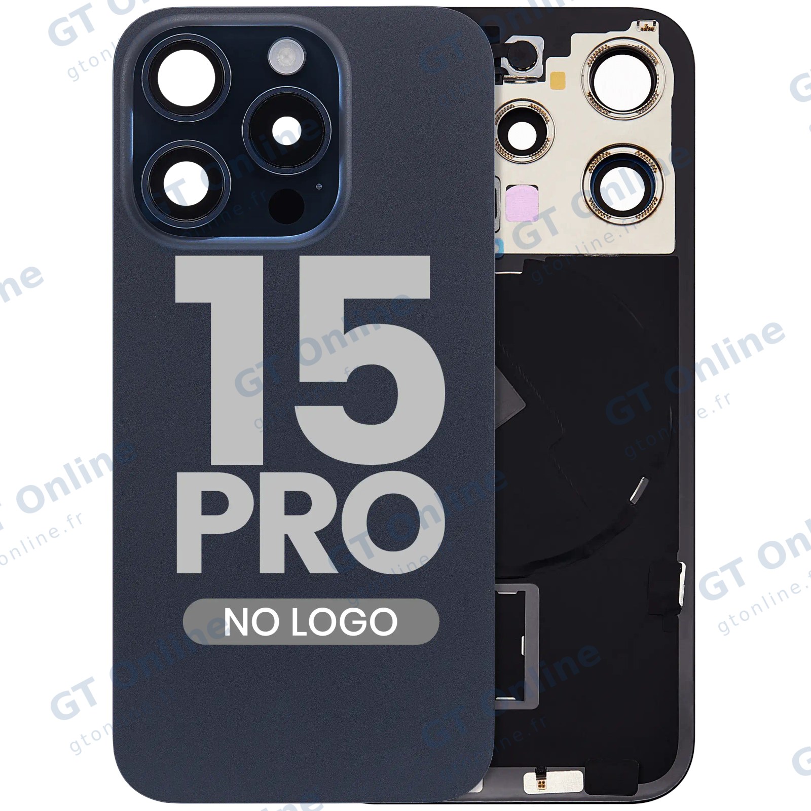 Vitre arrière pour Apple iPhone 15 Pro (sans logo, compatible, Blue Titanium) — réf. 107082130570