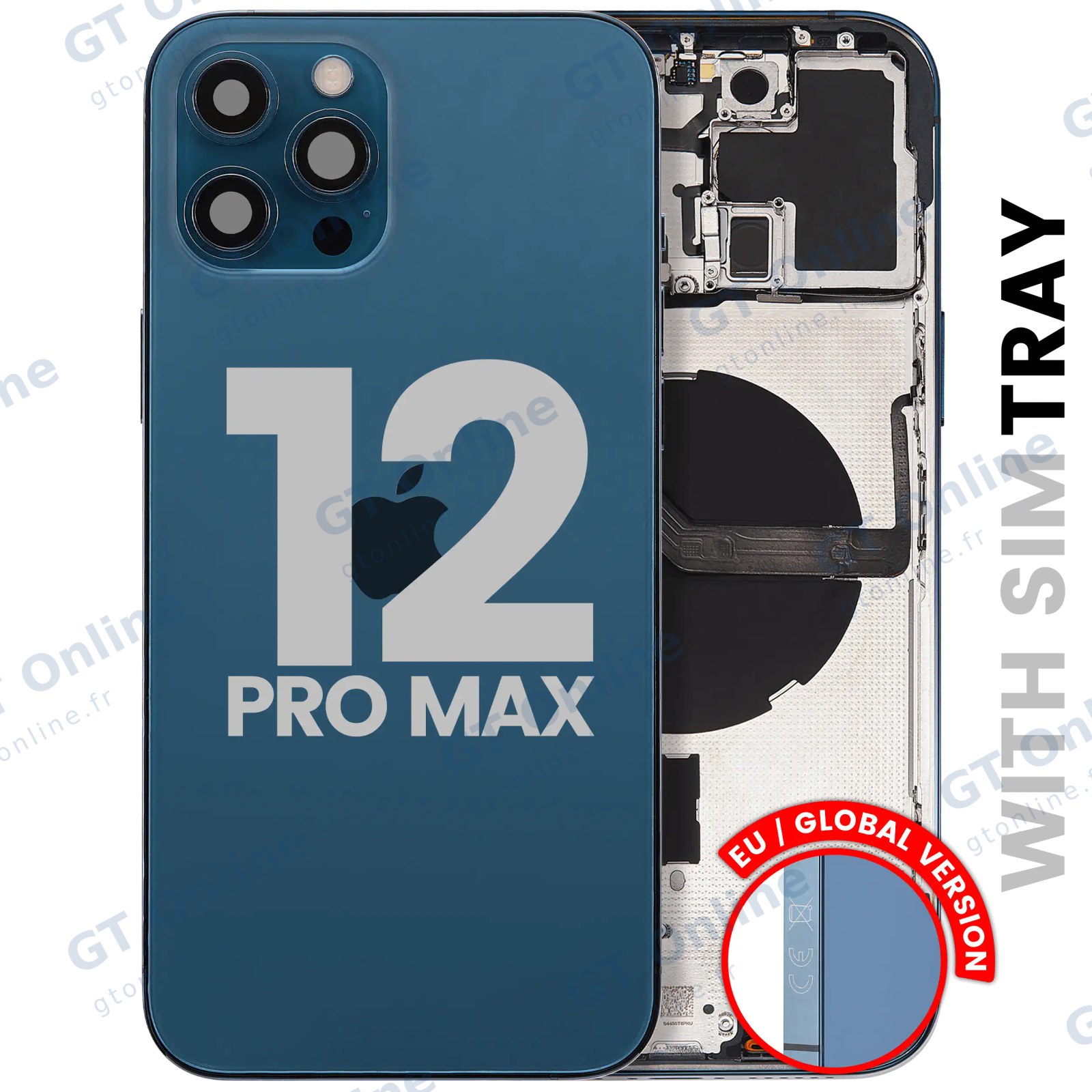 Châssis pour Apple iPhone 12 Pro Max (version EU, origine d'occasion — grade B, Pacific Blue)
