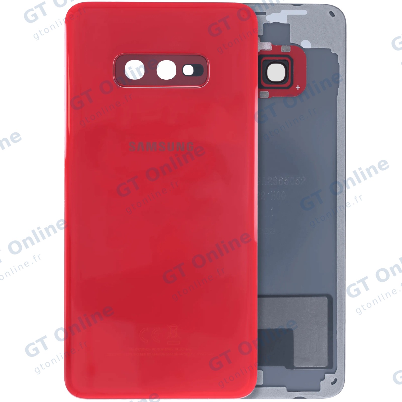 Vitre arrière pour Samsung Galaxy S10e (pack service origine, rouge)