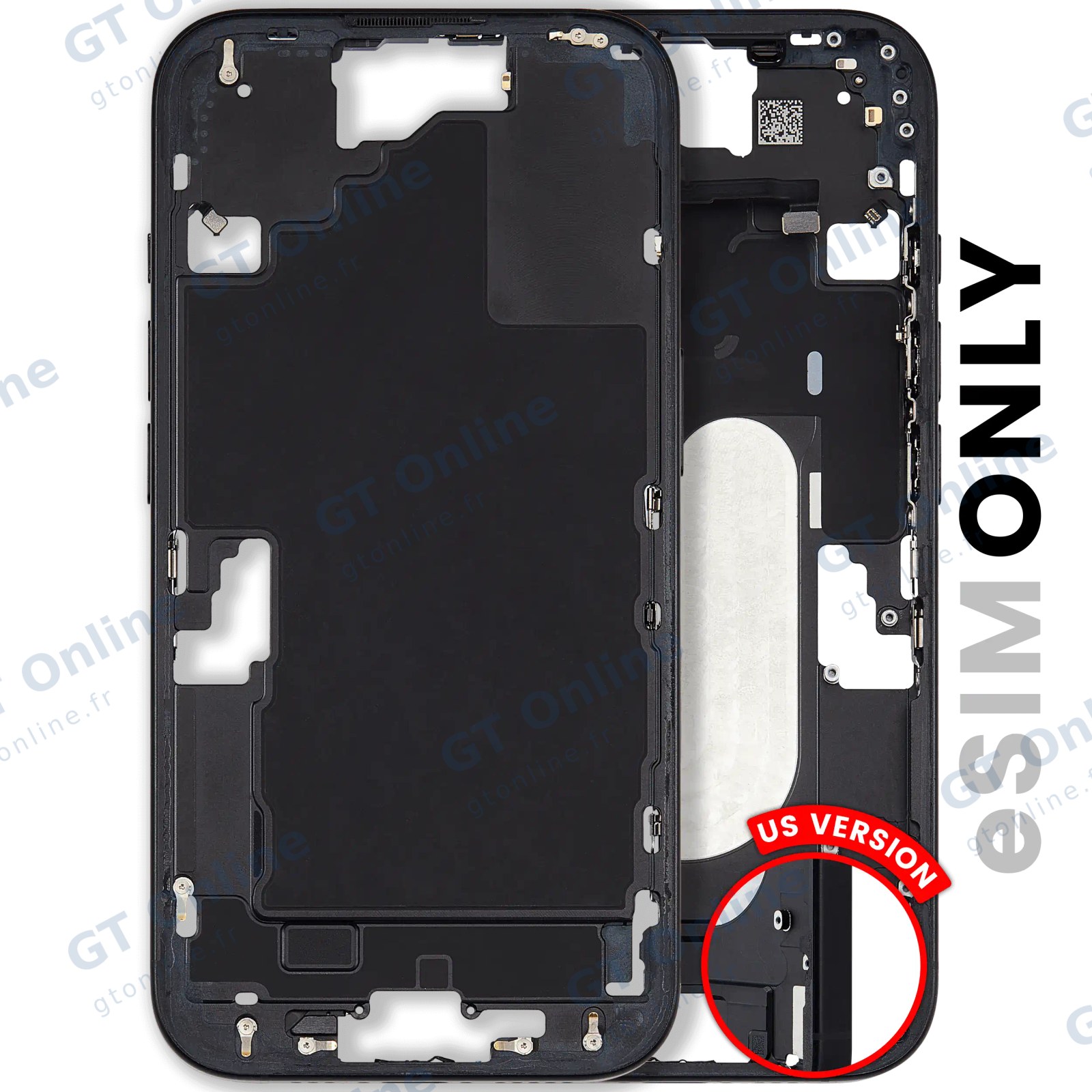Châssis pour Apple iPhone 16 (version US, origine d'occasion — grade B, noir)