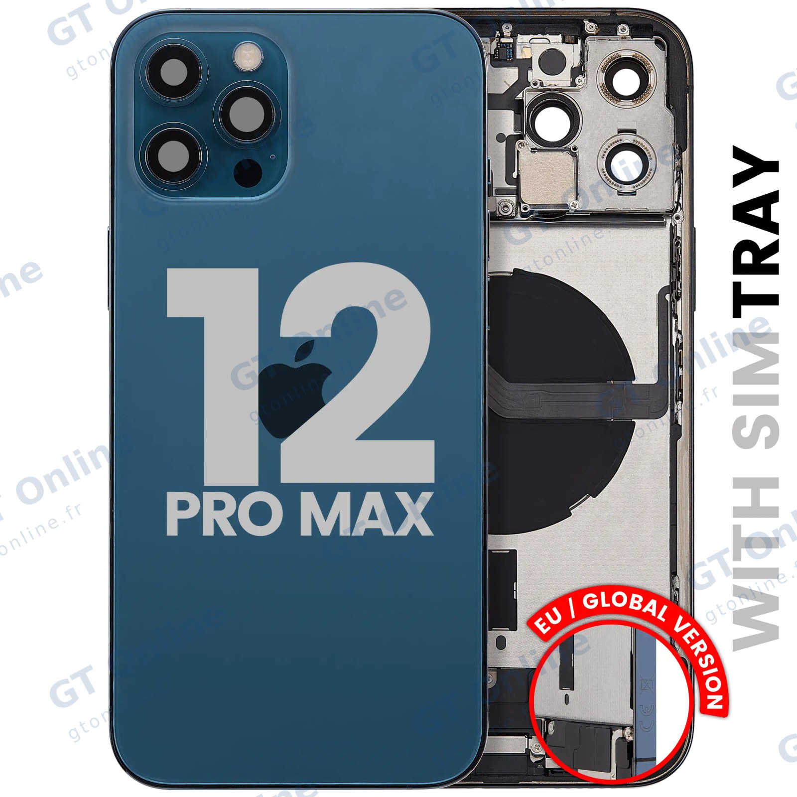 Châssis pour Apple iPhone 12 Pro Max (version EU, origine d'occasion — grade A, Pacific Blue)