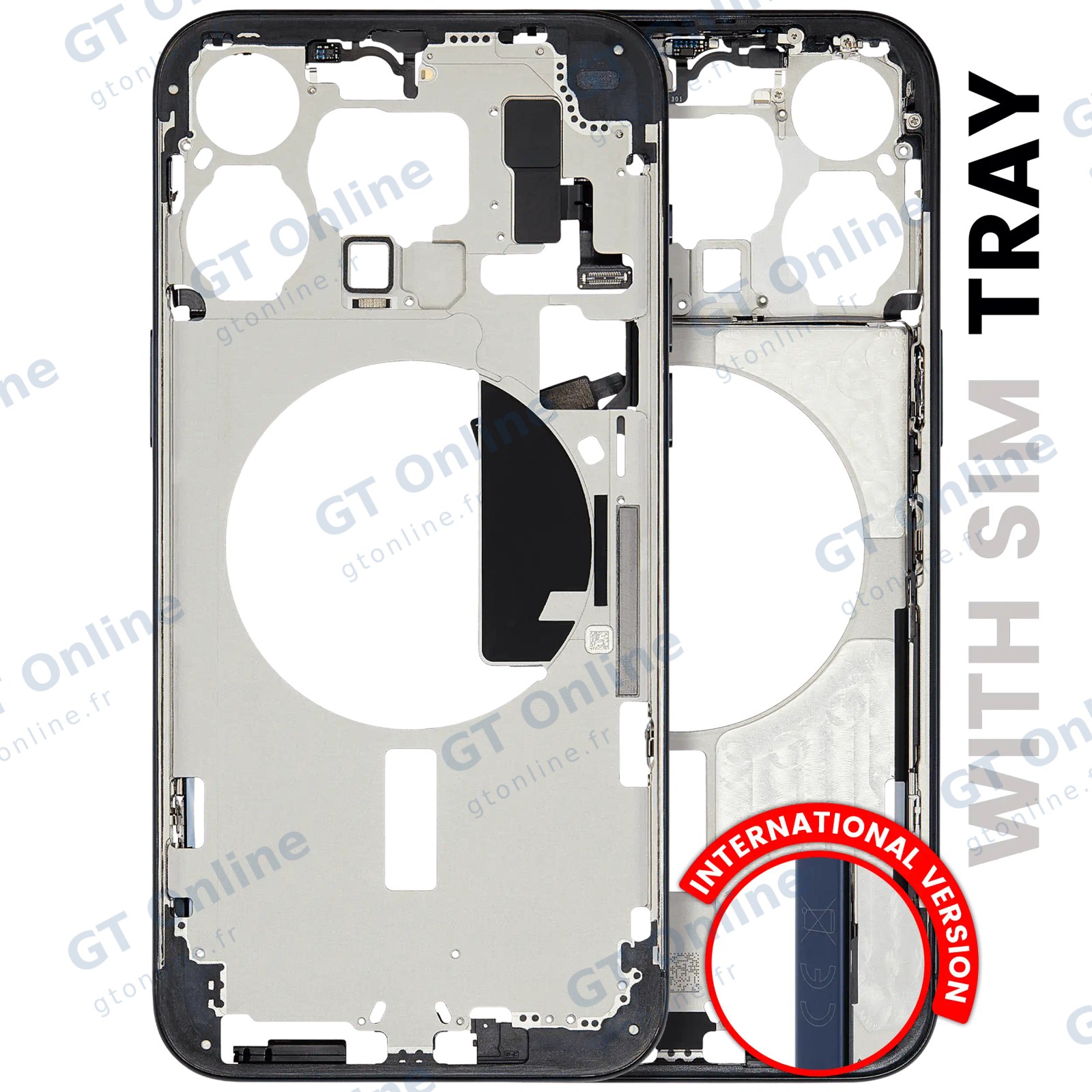 Châssis pour Apple iPhone 15 Pro Max (version EU, origine d'occasion — grade B, Blue Titanium)
