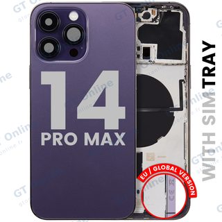 Châssis pour Apple iPhone 14 Pro Max (version EU, origine d'occasion — grade B, Deep Purple) — Coque arrière avec petites pièces