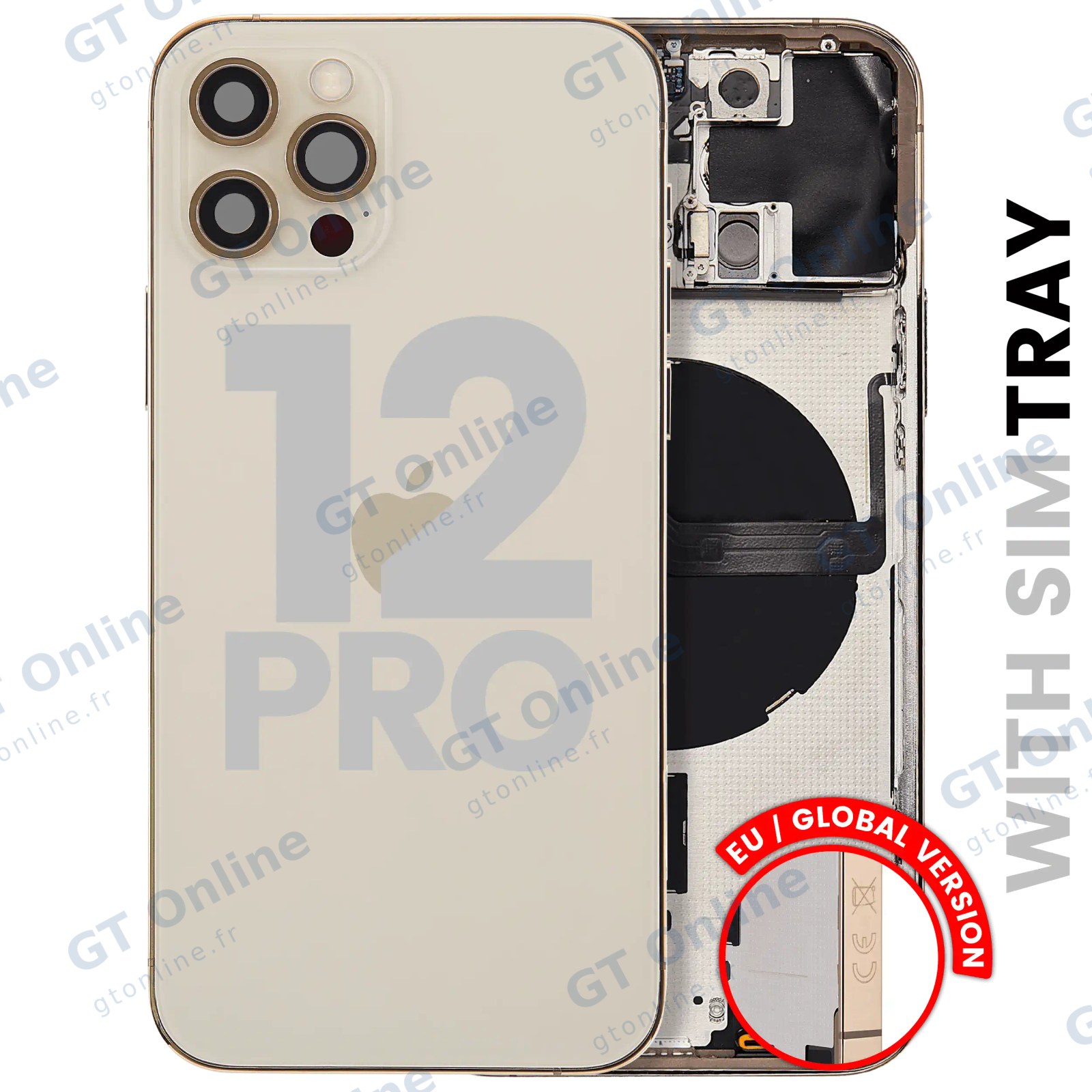 Châssis arrière pour iPhone 12 Pro (EU / Global, occasion d’origine, grade A, or)