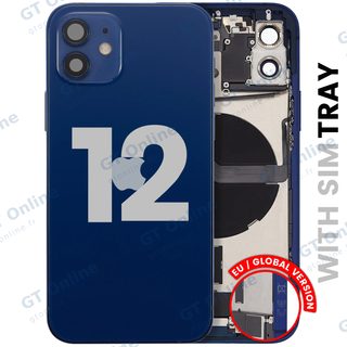 Châssis avec nappe de charge et petits composants pour Apple iPhone 12 (version EU, origine d'occasion — grade B, bleu)