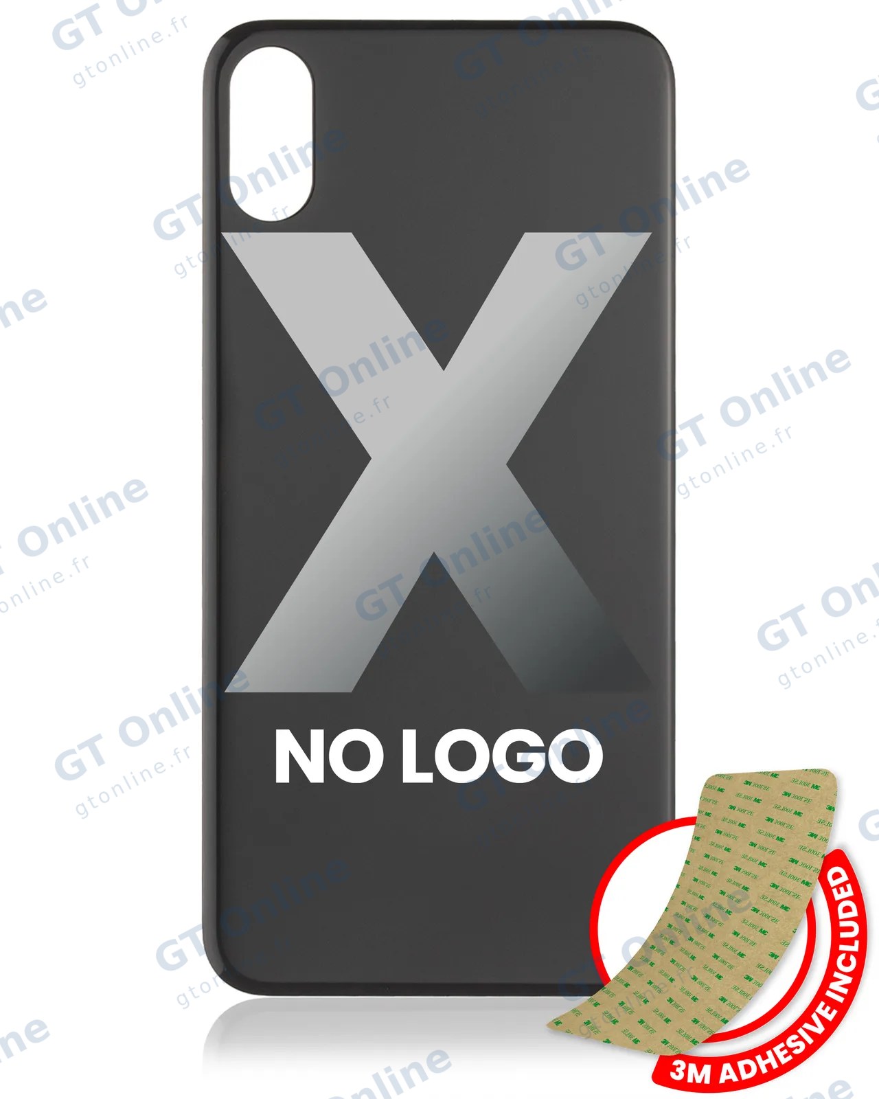 Vitre arrière pour Apple iPhone X (No Logo / Large Camera Hole, gris sidéral)