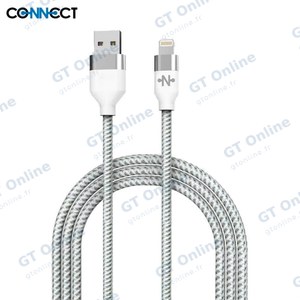 Câble Data USB vers Lightning CONNECT MC-CLB8 Nylon Tressé 12W (2m) Blanc