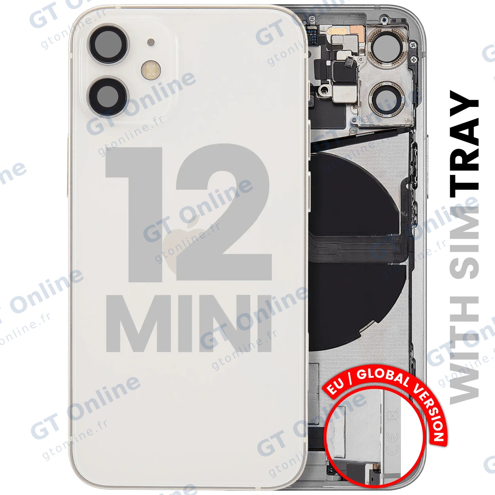 Châssis pour Apple iPhone 12 Mini (version EU, origine d'occasion — grade B, blanc)