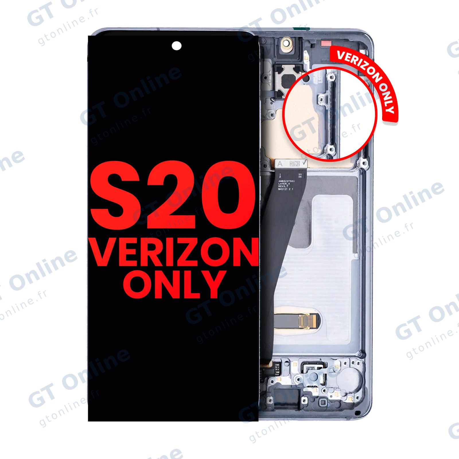 Écran OLED avec châssis pour Samsung Galaxy S20 5G (Verizon 5G UW Frame Only) (Cosmic Gray)