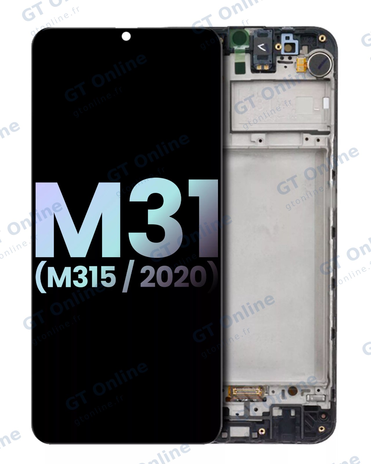 Écran OLED avec châssis pour Samsung Galaxy M31 (M315 / 2020) (noir, pack service origine)