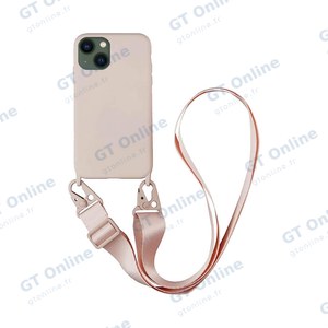 Coque Silicone avec Bandoulière Apple iPhone 13 Mini (#4) Or Rose