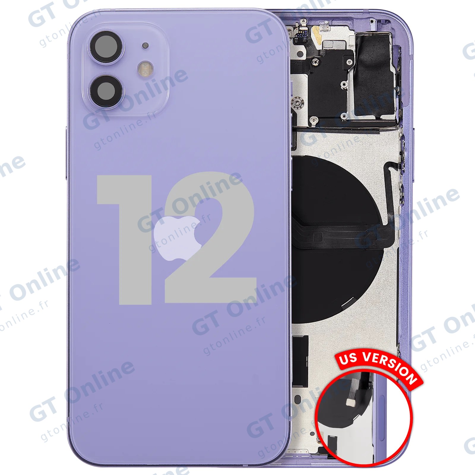 Châssis pour Apple iPhone 12 (version US, origine d'occasion — grade B, violet)