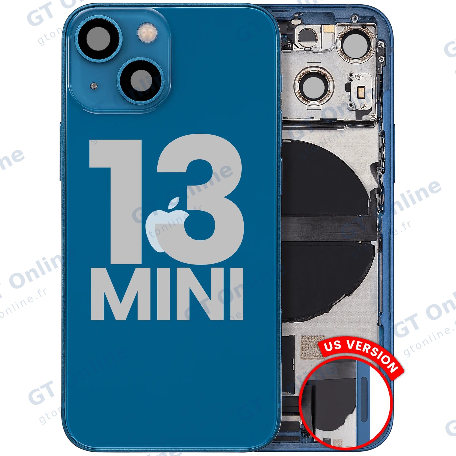 Châssis arrière pour iPhone 13 mini (US, occasion d’origine, grade A, bleu)