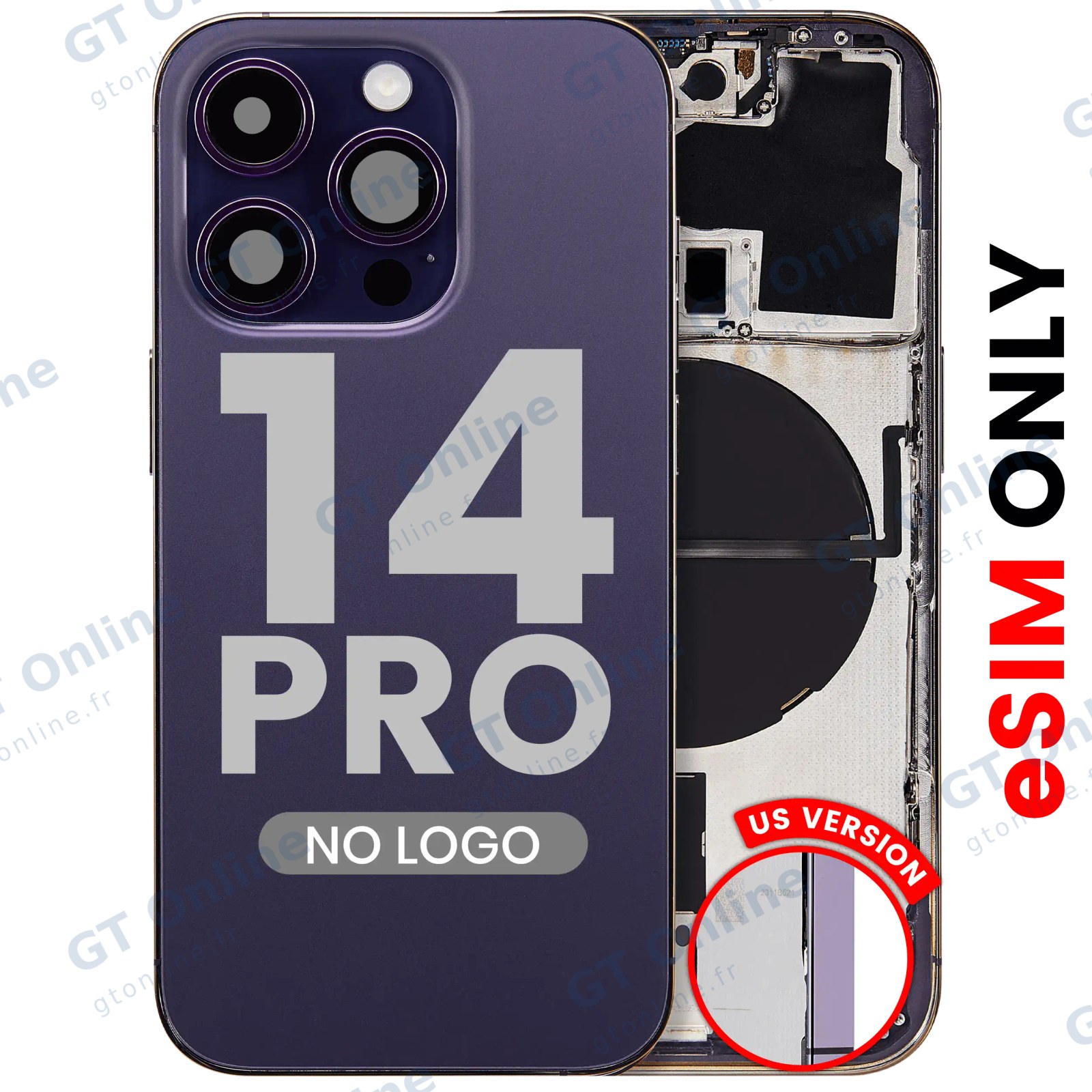 Châssis pour Apple iPhone 14 Pro (version US, compatible premium, violet foncé)
