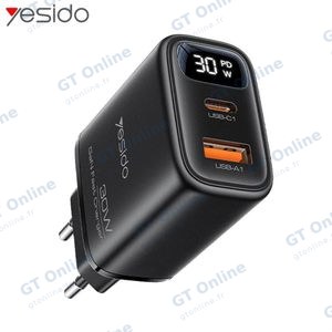 Chargeur Secteur Multi Yesido YC121 Affichage Digital 30W Noir
