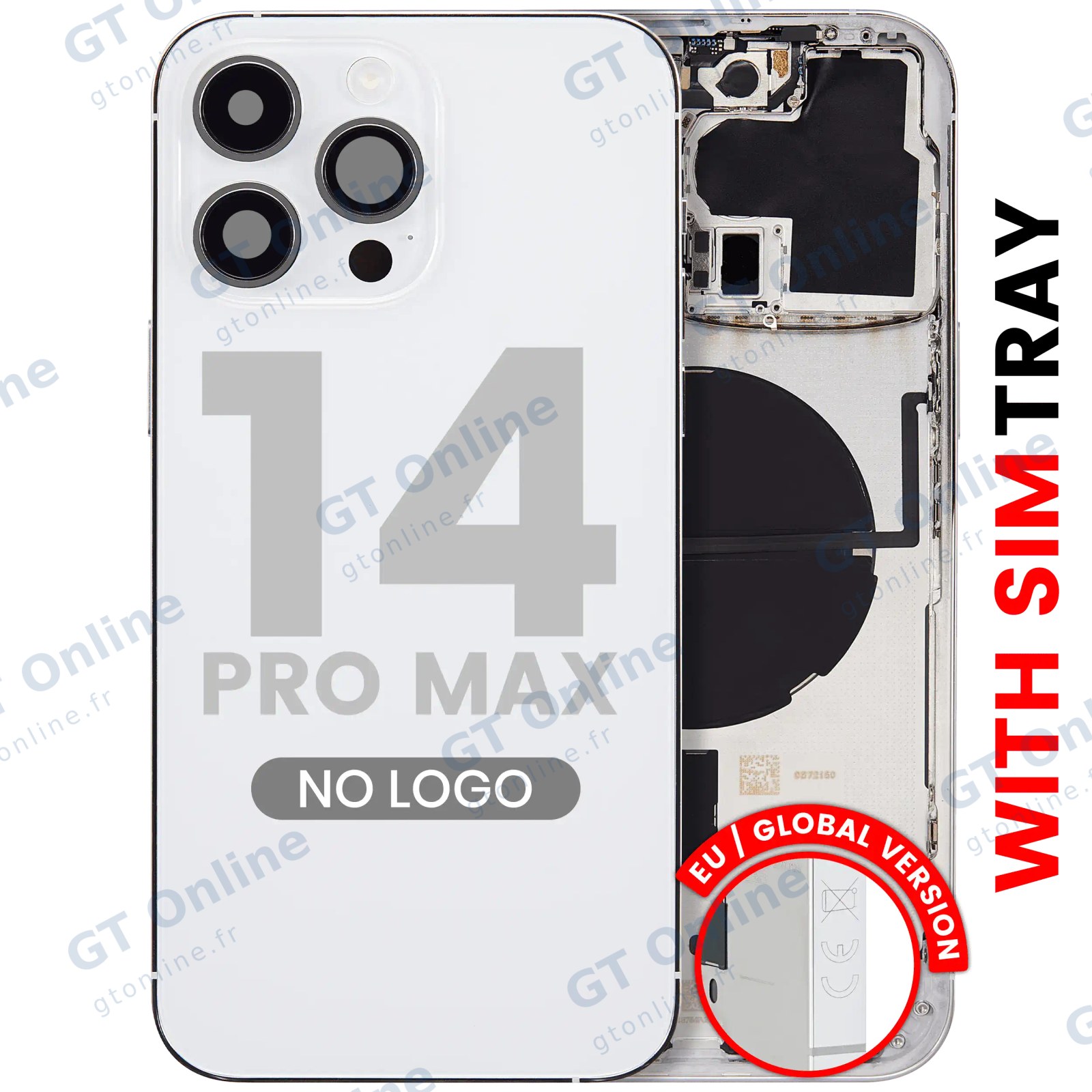 Châssis pour Apple iPhone 14 Pro Max (version EU, compatible premium, argent)