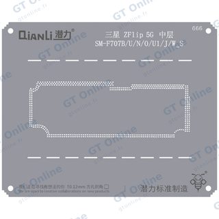 Pochoir de rebillage Qianli Bumblebee QS666 pour couche intermédiaire Samsung Z Flip 5G (SM-F707B/U/N/O/U1/J/W_S)