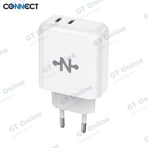 Chargeur Secteur GaN CONNECT MC-CBDC45W (2x Type-C) 45W Blanc