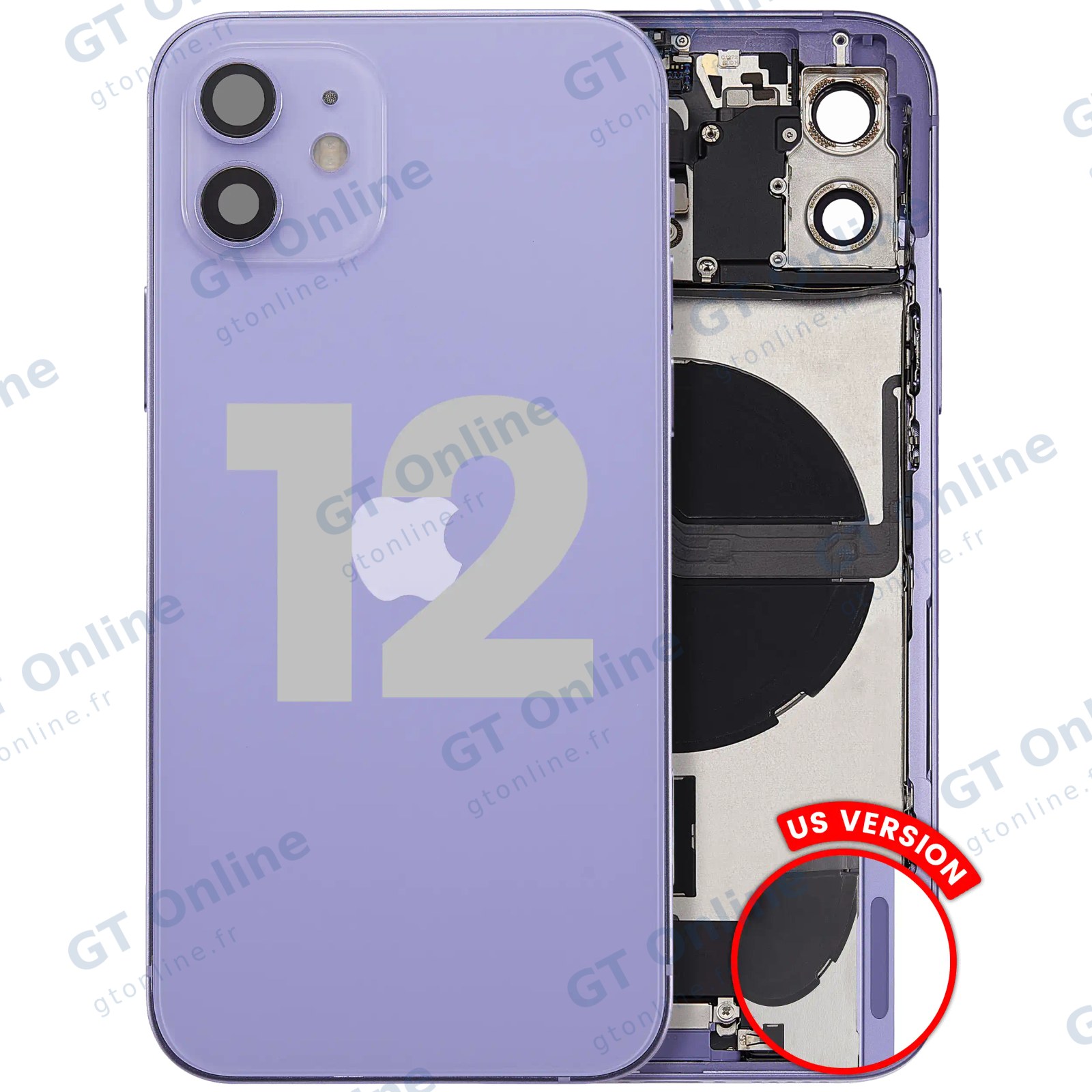 Châssis pour Apple iPhone 12 (version US, origine d'occasion — grade B, violet)