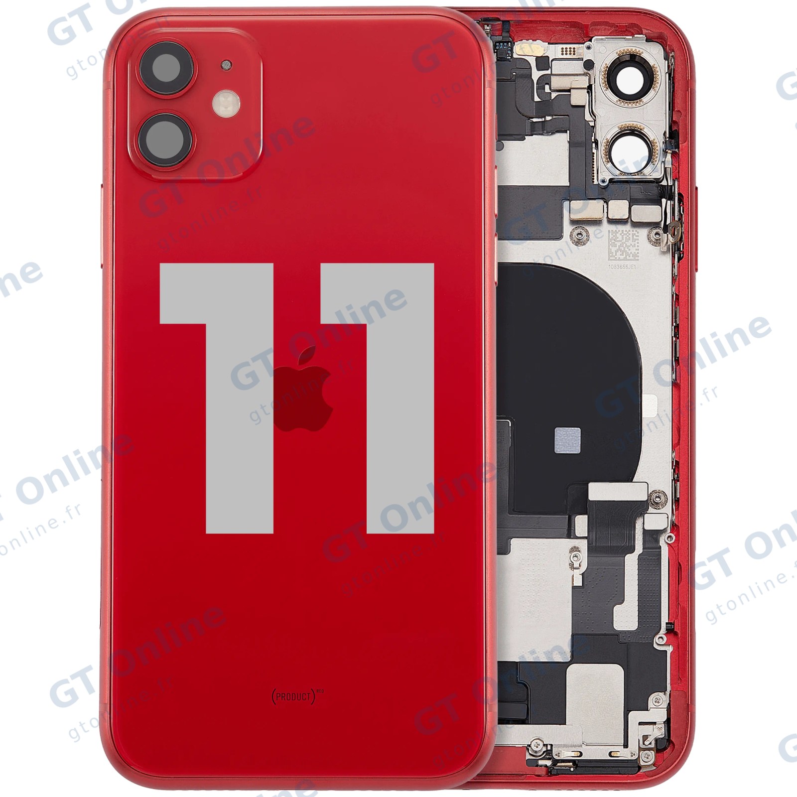 Châssis avec nappe de charge et petits composants pour Apple iPhone 11 (origine d'occasion — grade B, rouge)
