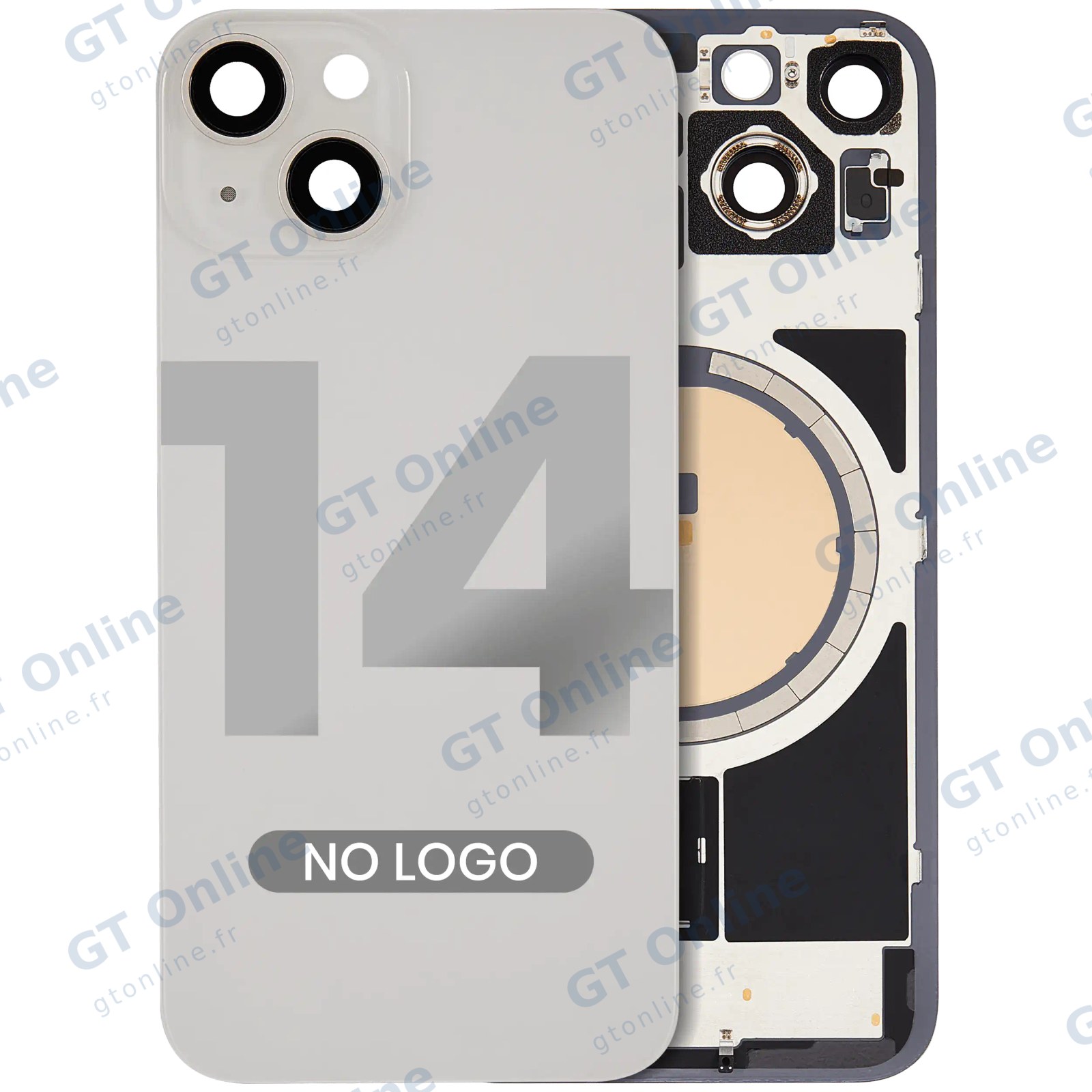 Vitre arrière pour Apple iPhone 14 (lumière stellaire, sans logo)