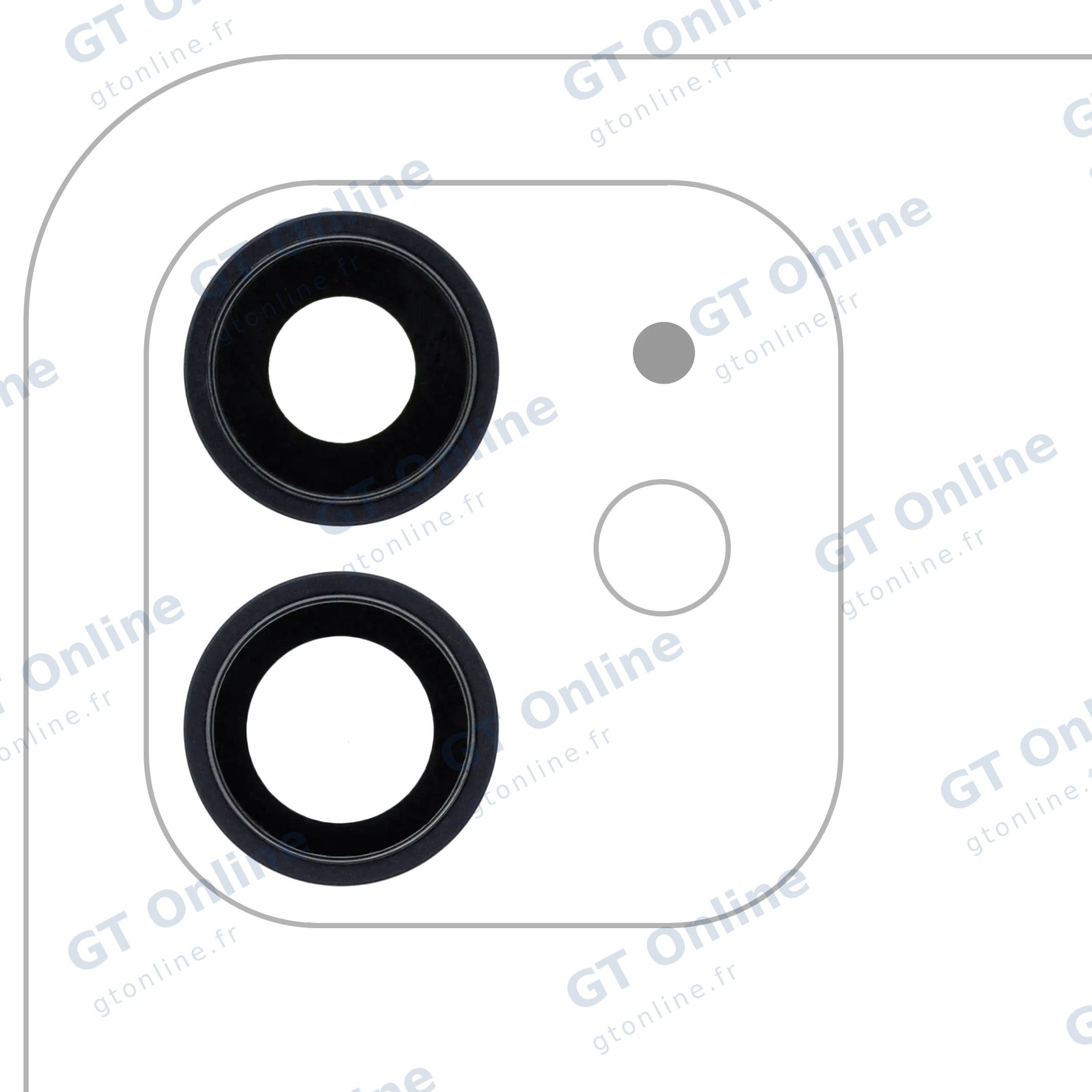 Lentille de caméra arrière avec support et anneau pour Apple iPhone 12 / 12 Mini (Real Sapphire, premium, noir)