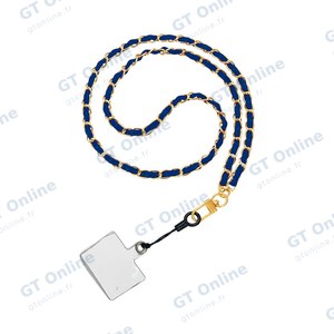 Tour de Cou Universel pour Smartphone en Cuir A16 Bleu Marine