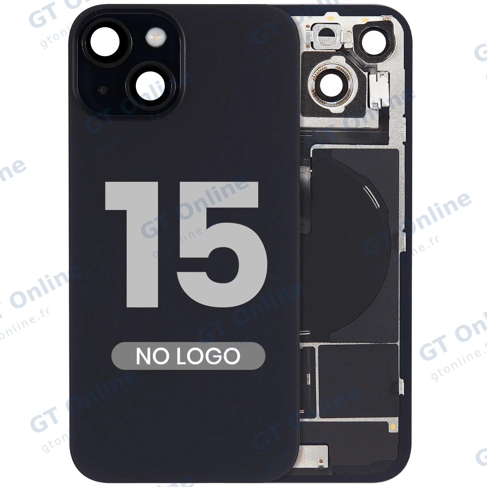 Vitre arrière pour Apple iPhone 15 (sans logo, noir) — réf. 107082130558