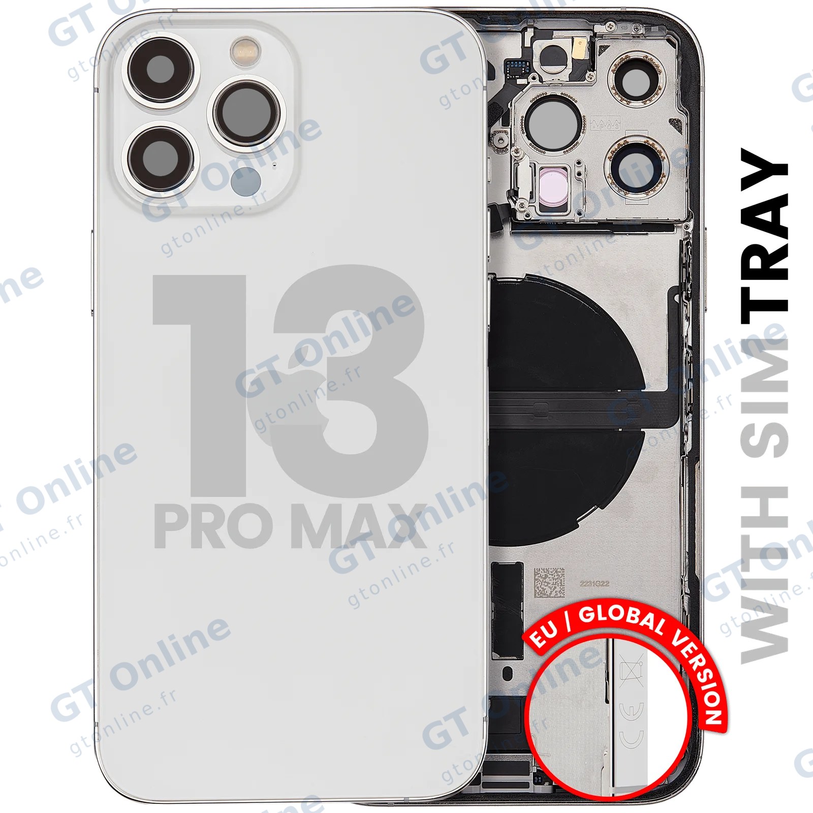 Châssis pour Apple iPhone 13 Pro Max (version EU, origine d'occasion — grade B, argent)