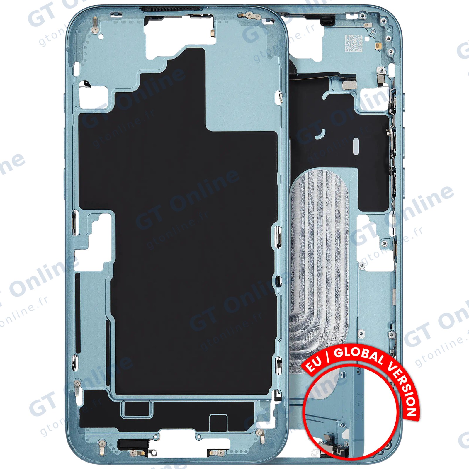 Châssis avec petites pièces pour Apple iPhone 16 Plus (version EU, occasion d’origine — grade B, sarcelle)