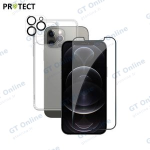 Pack de Protection Coque + Protection Lentille + Verre Trempé PROTECT pour Apple iPhone 12 Pro Transparent