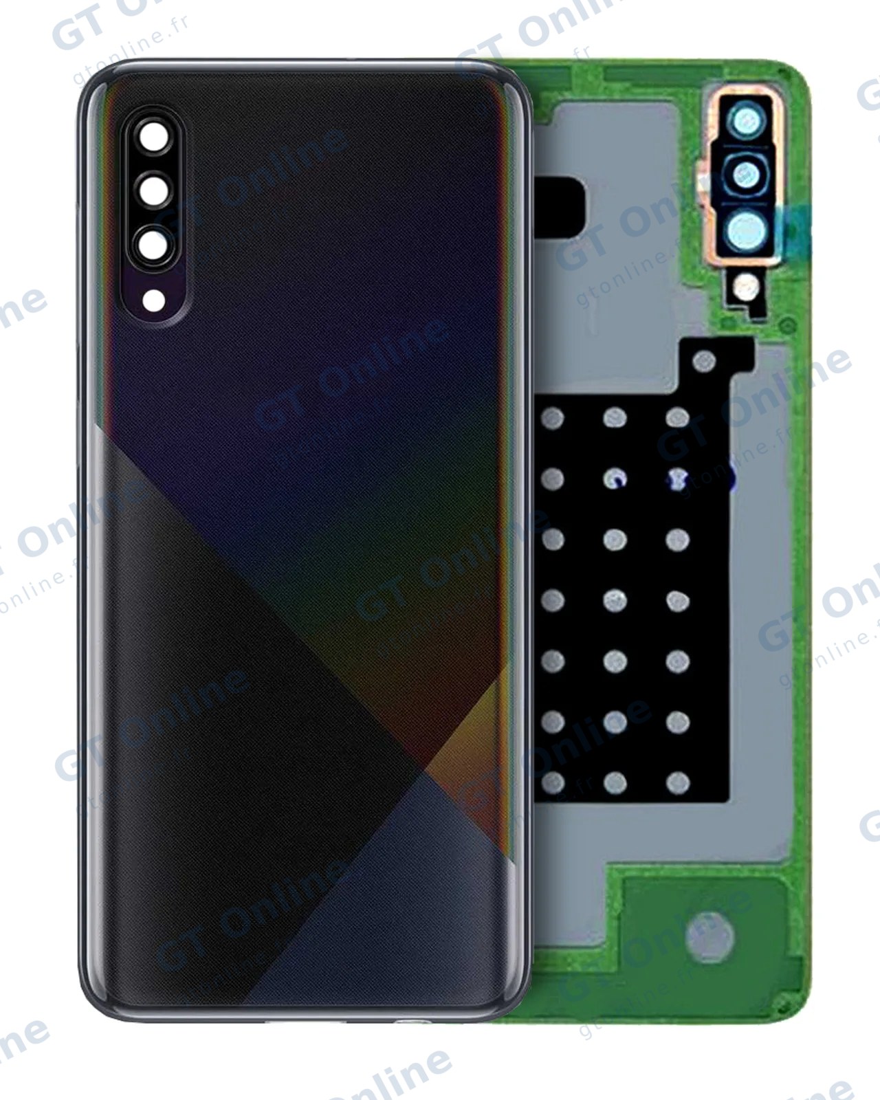 Vitre arrière pour Samsung Galaxy A30S (A307 / 2019) (pack service origine, noir)