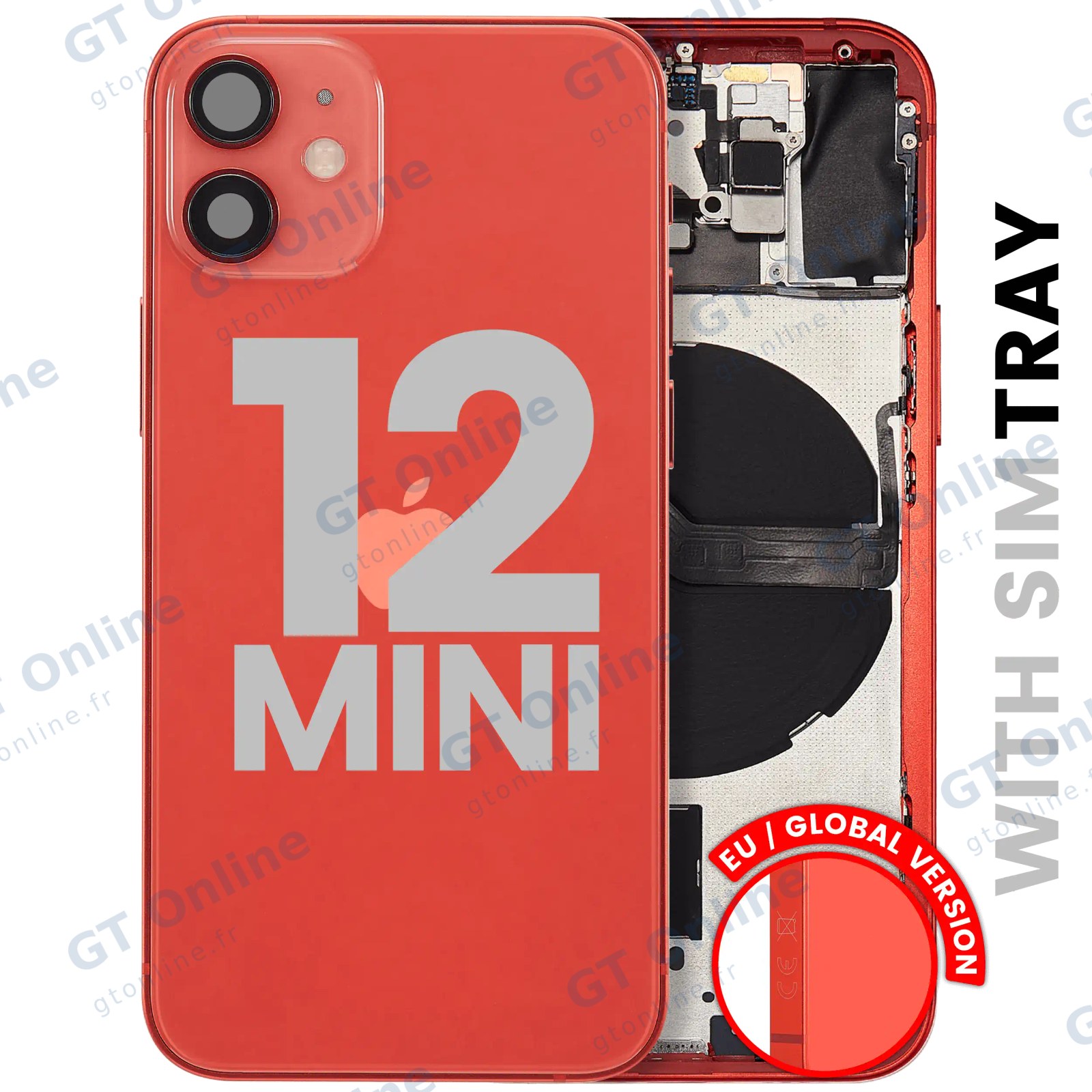 Châssis pour Apple iPhone 12 Mini (version EU, origine d'occasion — grade B, rouge)