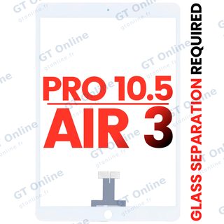Vitre tactile pour Apple iPad Pro 10.5" / iPad Air 3 (OCA préinstallé, séparation de la vitre requise, compatible premium, blanc)