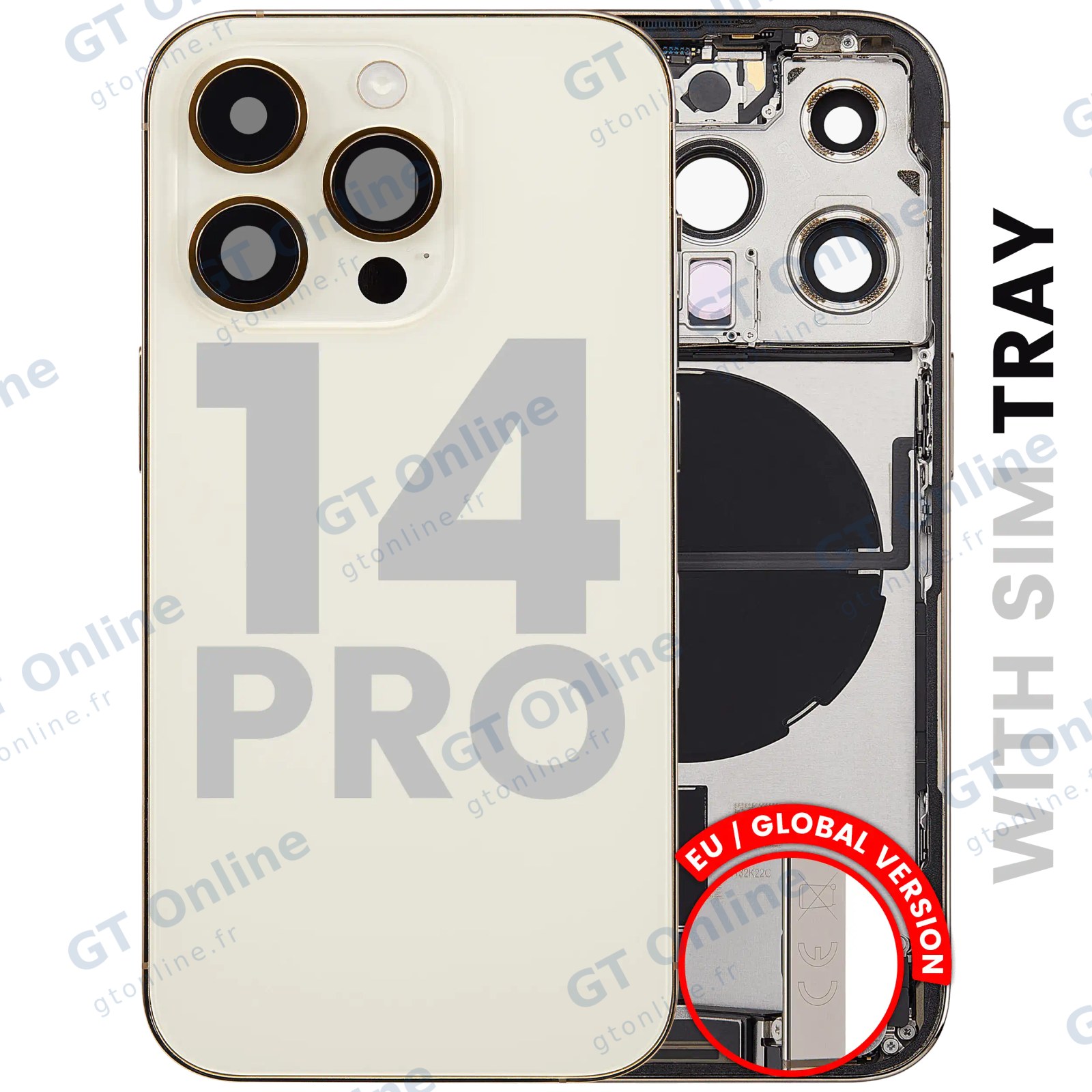 Châssis pour Apple iPhone 14 Pro (version EU, origine d'occasion — grade A, or)